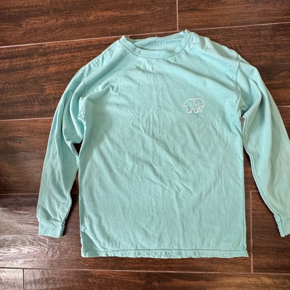 Ivory Ella Mint Green Long Sleeve Graphic Tee Elephant Tie Dye Logo XS New